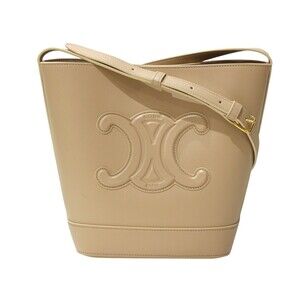 Celine Bucket Cuir Triomphe Beige Tan Calfskin Leather Shoulder Bag